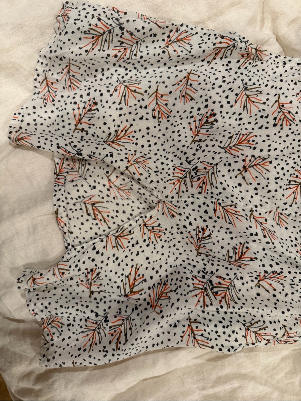 White Printed Sleeveless Tank Top with Orange Floral Motif - Picture 5 of 7